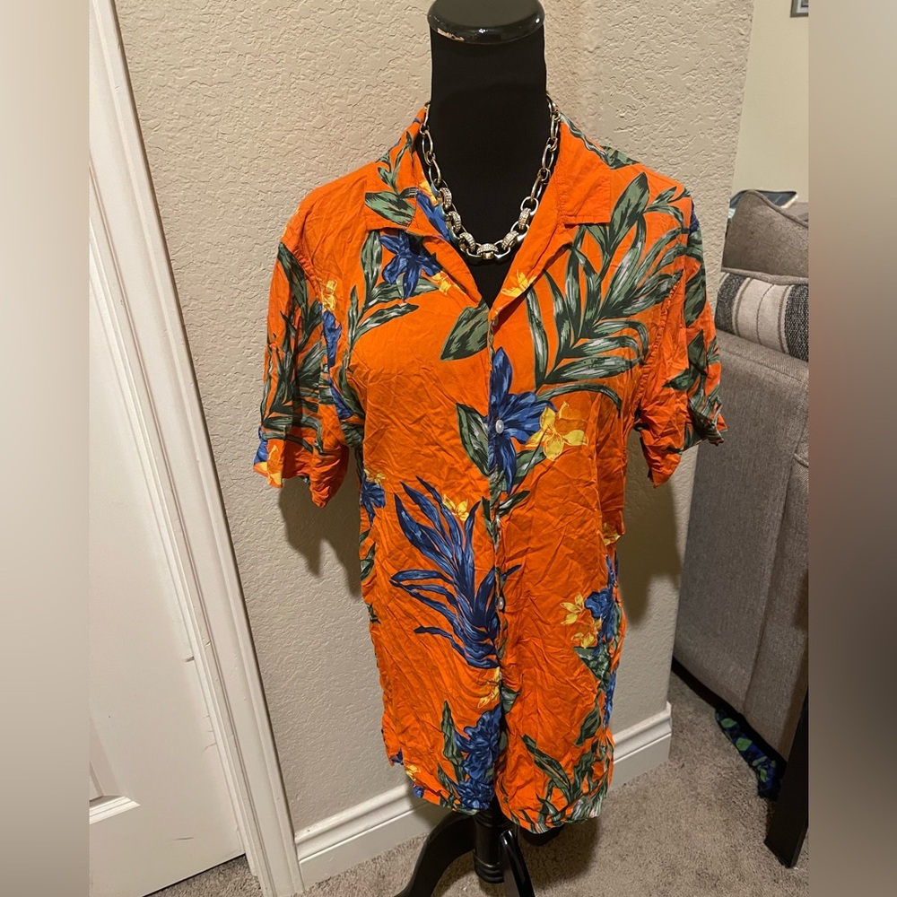Forever 21 Orange Floral Shirt